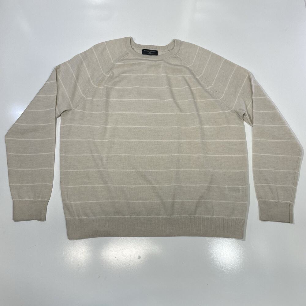 Banana Republic Sweater Mens XXL Beige Crew Neck 100% Merino Wool Sweatshirt
